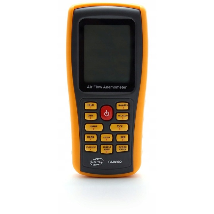 Анемометър Benetech, 0-45m/s, 0-999900m3/min, термометър, 16.3x7x3.2cm, пълен комплект