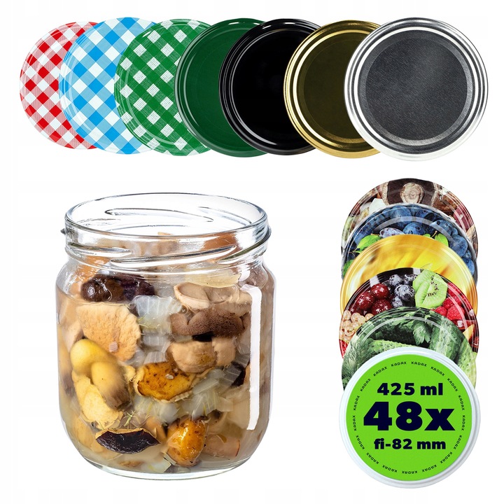 Set 24 borcane 425 ml cu capace, Kadax, transparente, 8,5x9,6cm