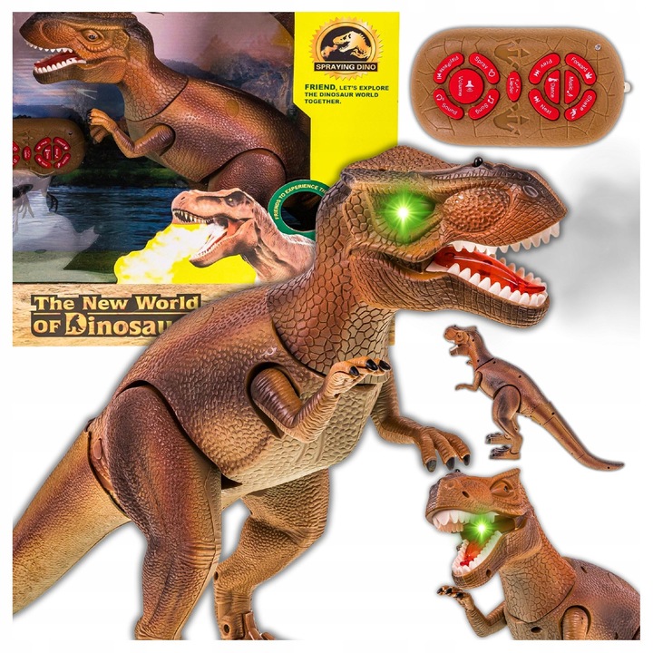 Dinozaur T-Rex interactiv, ZLARO, efecte sonore si luminoase, 30x48x15cm