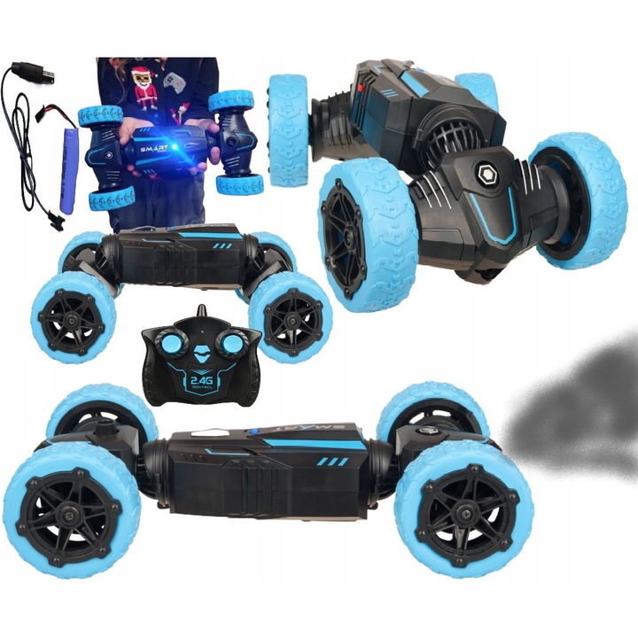 RC Integrál Diablo autó, átalakítható, füsthatással, 26x18x9cm, 2,4GHz