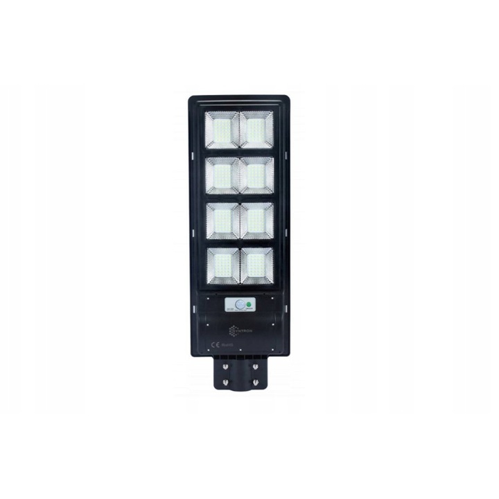 LED соларна улична лампа 360W, сензор за движение, 6000K, черна, 630x265x110mm, пълен комплект