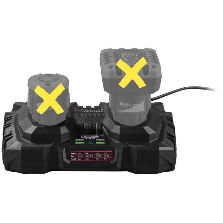Incarcator dublu Parkside 12V, 2 x 4,5 A, cu indicator LED, 2m, pentru acumulatori