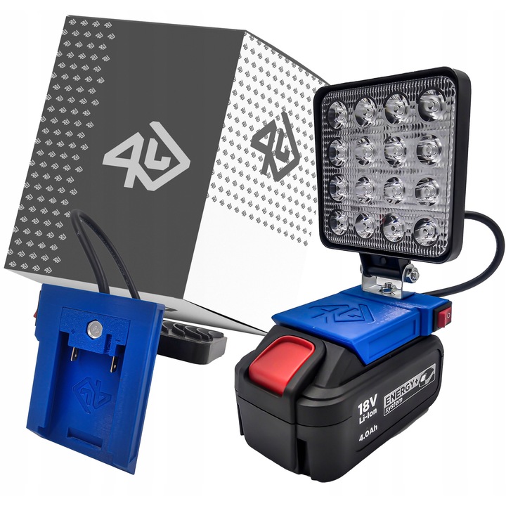 Lampa de lucru P4U 18V, 16 LED-uri Osram, 4200lm, alb, 110x110x26mm