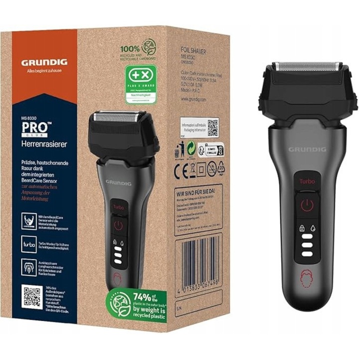 Aparat de ras electric Grundig MS 8330, golarka foliowa, crom, rosu, 60x170x60mm