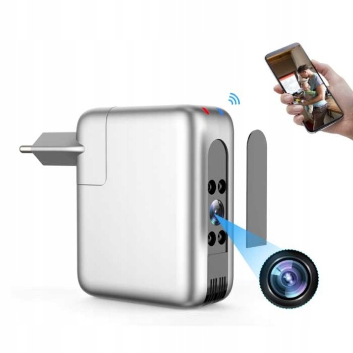 IP Wi-Fi 4K kémkamera, B22 modell, mozgásérzékelés, méretek 115x86x55mm, teljes készlet