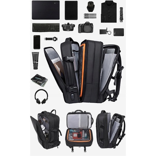 Rucsac laptop Bange 17,3'', waterproof, cu port USB, negru, 30-38l
