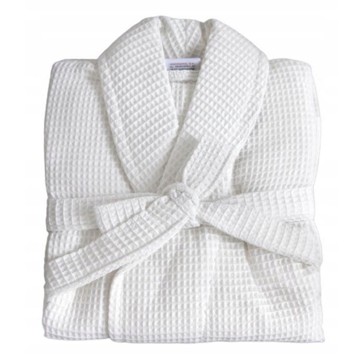 Halat de baie unisex, alb, 60% bumbac, 40% poliester, marimea XXL