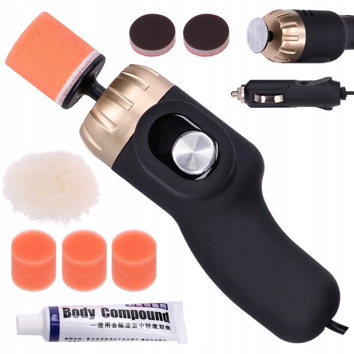 Mini polizor auto Italko, set complet, 60W, 0-8500 rpm, negru, portabil