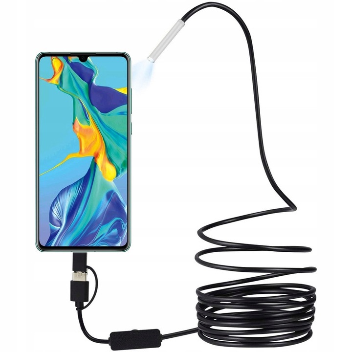 Ендоскопска камера USB-C/MicroUSB/USB 3,9 мм 720p, кабел 5м, Inskam 107