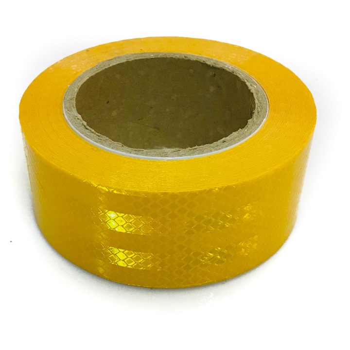 Banda reflectorizanta autocolanta galbena 5cm x 1m, set 25m