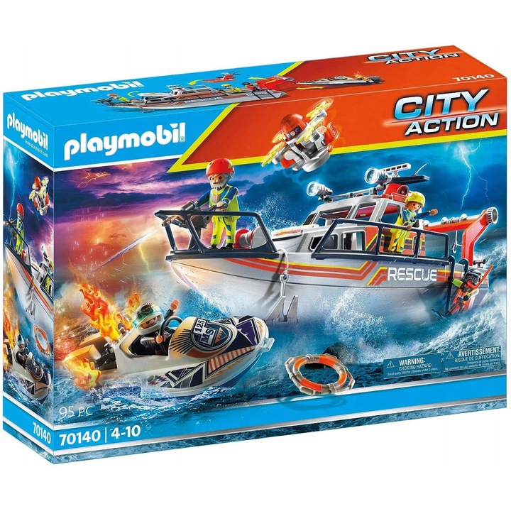 Set de constructie Playmobil City Action 70140, cu drona si figurine, 39x16,5x18cm, 95 elemente