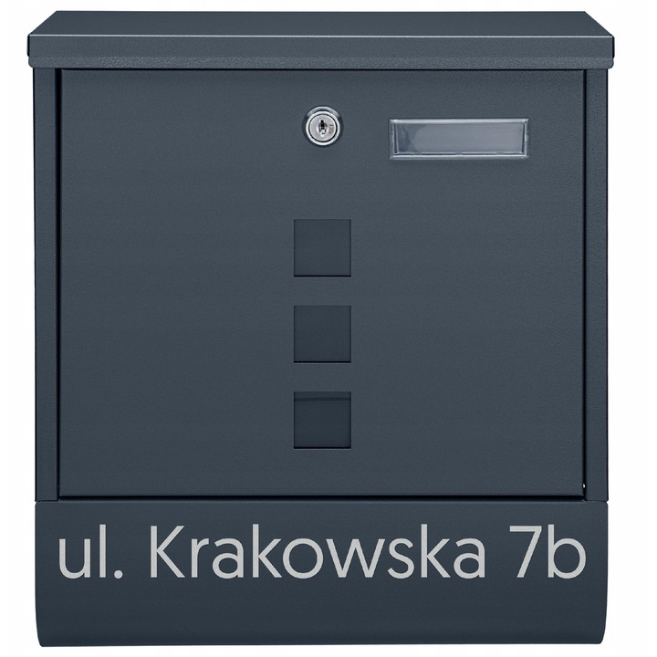 Cutie postala personalizata M-TEC Classic, antracit, 34x30x9,5cm, cu 3 vizorii si suport pentru ziare