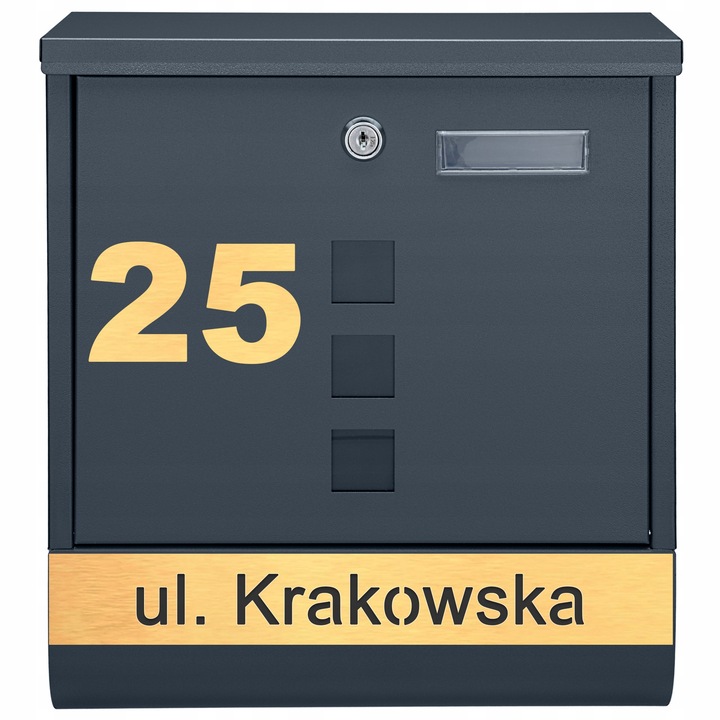 Cutie postala personalizata M-TEC Classic, antracit, 34x30x9,5cm, cu 3 vizorii, pentru scrisori si ziare