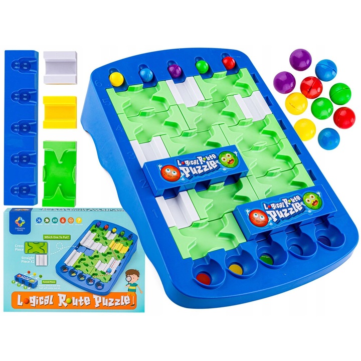 Joc educativ, puzzle, 5 bile colorate, 33,5x22,5x8cm, pentru copii peste 3 ani, set complet