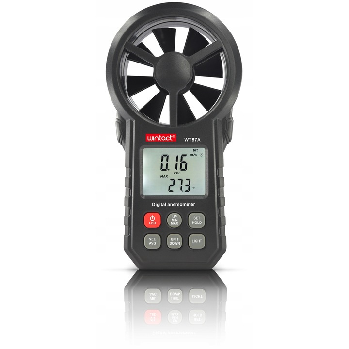 Miernik de viteza si temperatura a vantului Wintact, display LED, rezistent la socuri, set