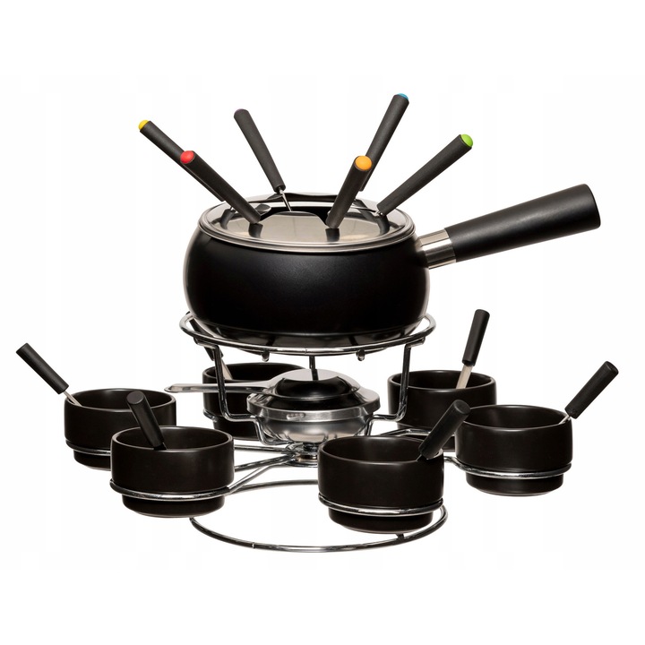 Set fondue rotativ ceramic pentru 6 persoane, 1300 ml, 34x24x34cm, negru, 5five Simple Smart