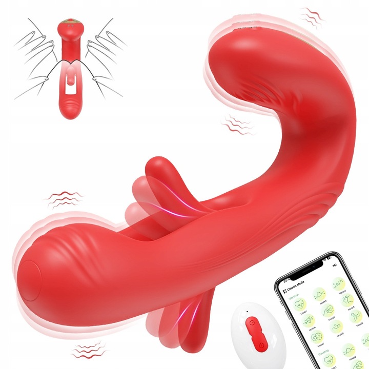 Anális és hüvelyi vibrátor, Éjszakai fantázia, 9 vibrációs mód, vízálló, piros, USB töltés