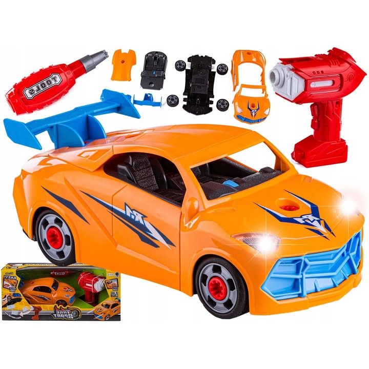 Lamborghini szétszerelhető autó, csavarozható, mérete 43x18,5x15cm, távirányítós