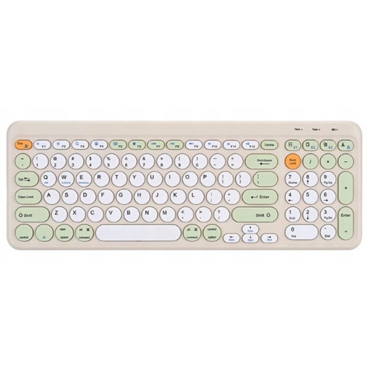 Tastatura wireless Bluetooth, 99 clape, alb ivory, 13 inch