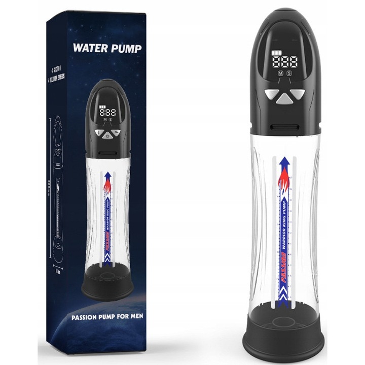 Автоматична секс помпа Night Fantasy, за уголемяване на пениса, черен цвят, размери 20х10см