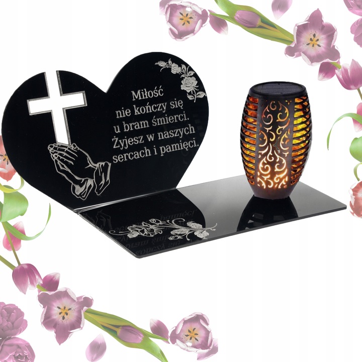 Lampa solara Decortrend, cimitir, lanterna cu flacara miscatoare, personalizabila, 14,5x25x12,5cm, set