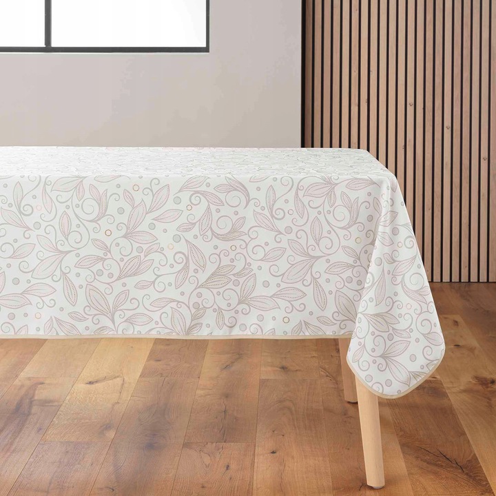 Téglalap alakú abrosz LEYA, 145x240cm, bézs, poliészter, csillogó díszítéssel