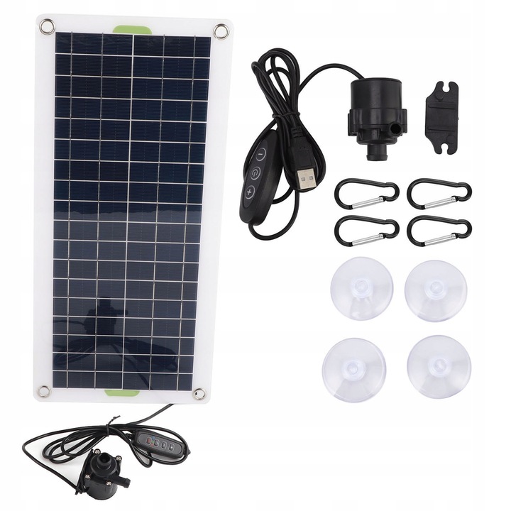 Set pompa de apa solara 30W 12V, dimensiuni 43.5x20cm, material ABS