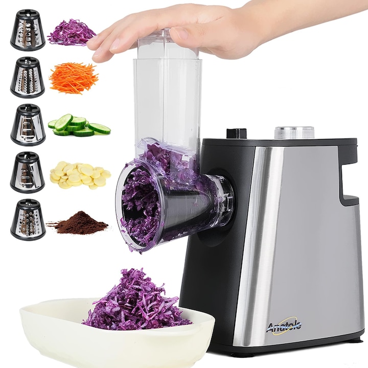 Razatoare electrica Anatole pentru legume si branza, 250W, 5 cutite, otel inoxidabil