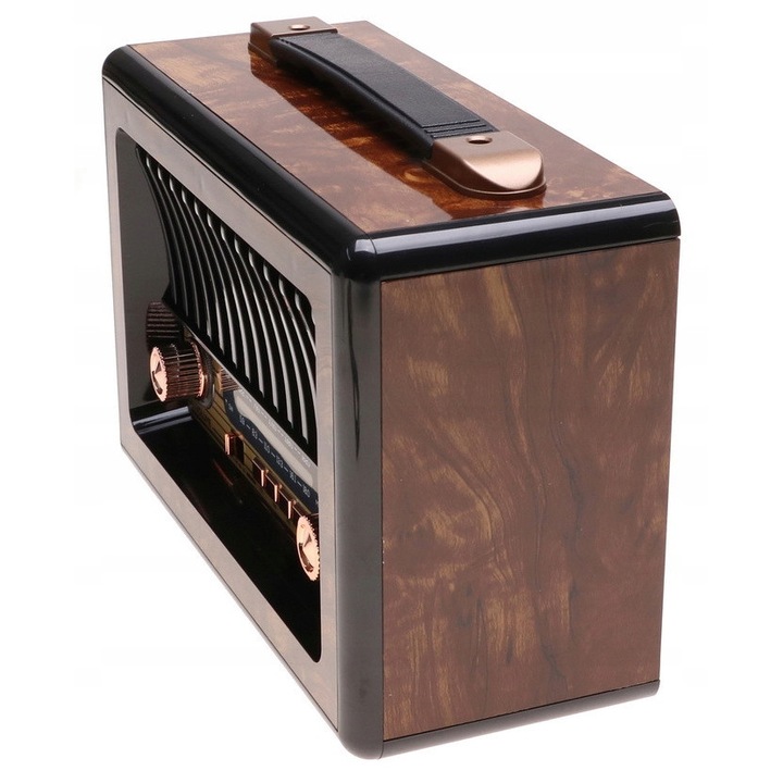 Ретро преносимо радио с Bluetooth, 23,2x15,8x10,8см, захранване с акумулаторна батерия/батерии, с дистанционно управление