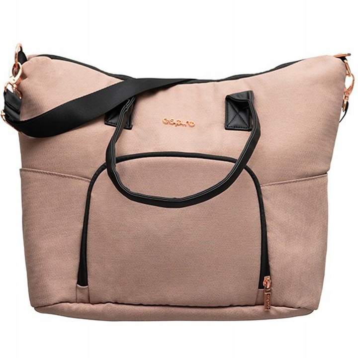 Geanta pentru carucior Espiro 208, cu buzunar cu fermoar, buzunare termice, culoare quartz