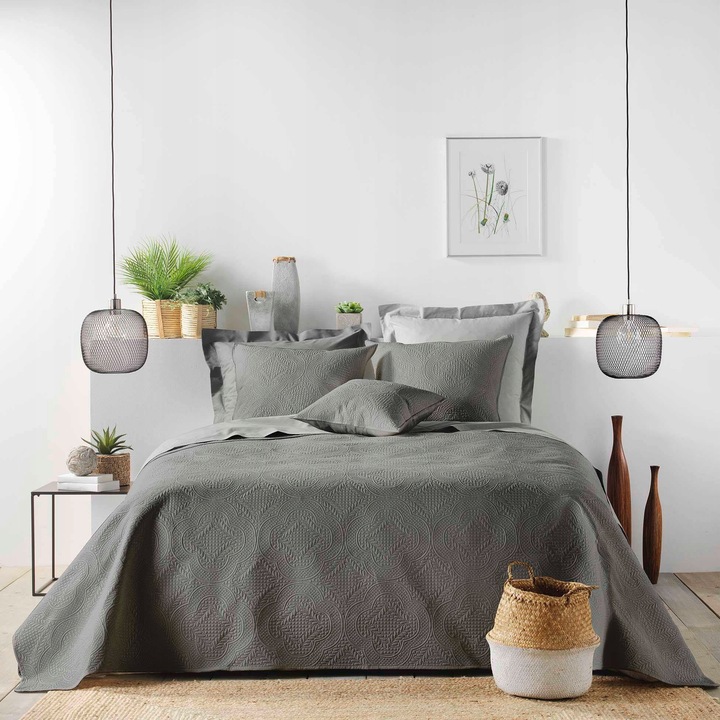 Cuvertura groasa pentru pat, COLOMBINE, 220x240cm, gri, material poliester