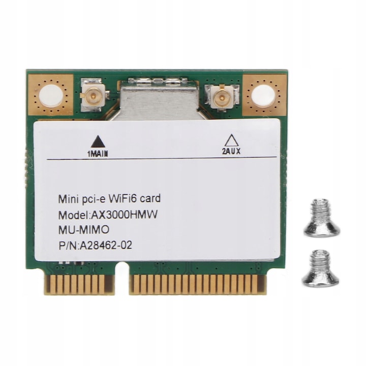 Placa de retea Mini PCI-E AX3000HMW, 2,4GHz/5GHz, 3000Mb/s, 802.11ax/ac, set cu 2 suruburi