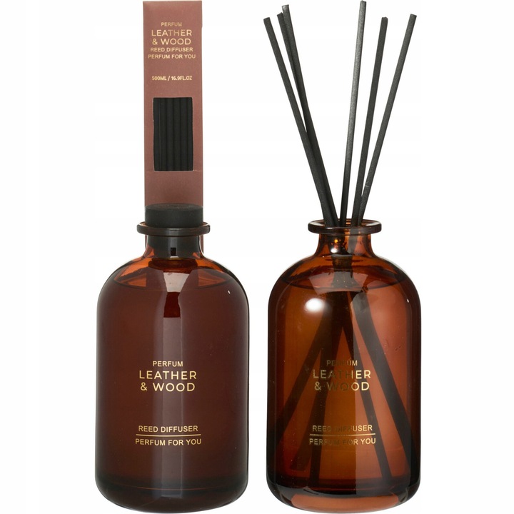 Odorizant camera Home Styling Collection, difuzor sticla 500ml, lemn, 8,5x15,5cm, betisoare rattan