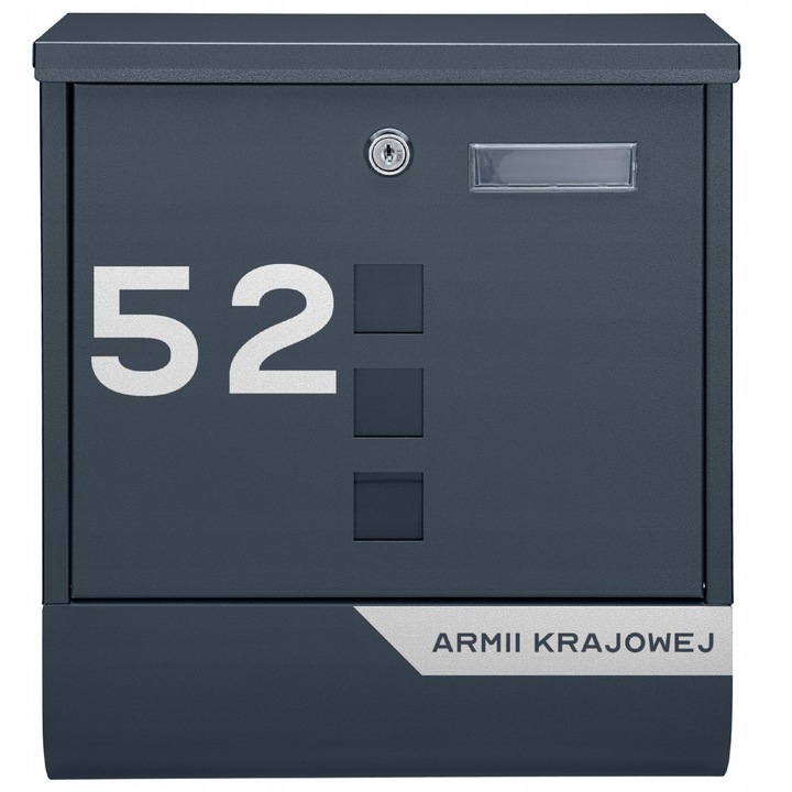 Cutie postala M-TEC Classic, antracit, 34x30x9,5cm, cu 3 vizorii, loc pentru personalizare, set montaj inclus