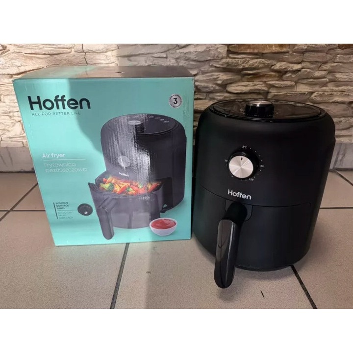 Фритюрник без мазнина Hoffen 1000 W 2,6 л, 6 автоматични програми, дигитален, черен