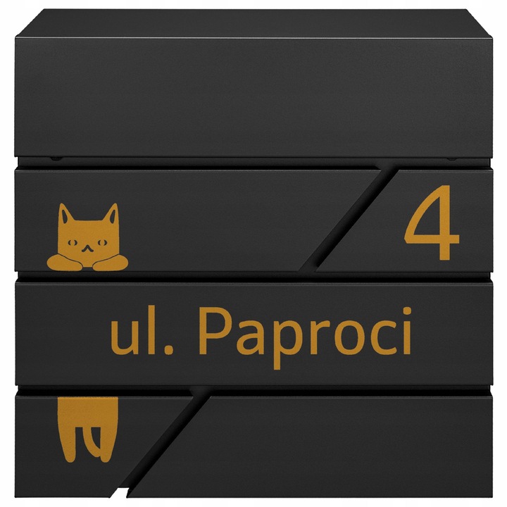 Cutie postala M-TEC MODERN, neagra, 37x37x10,5cm, cu suport pentru ziare, 2 chei