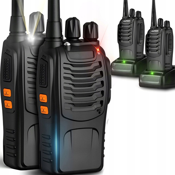 Set 2 Walkie Talkie Baofeng BF888S, 16 canale, 5W, acumulator 2800mAh, 21x6cm