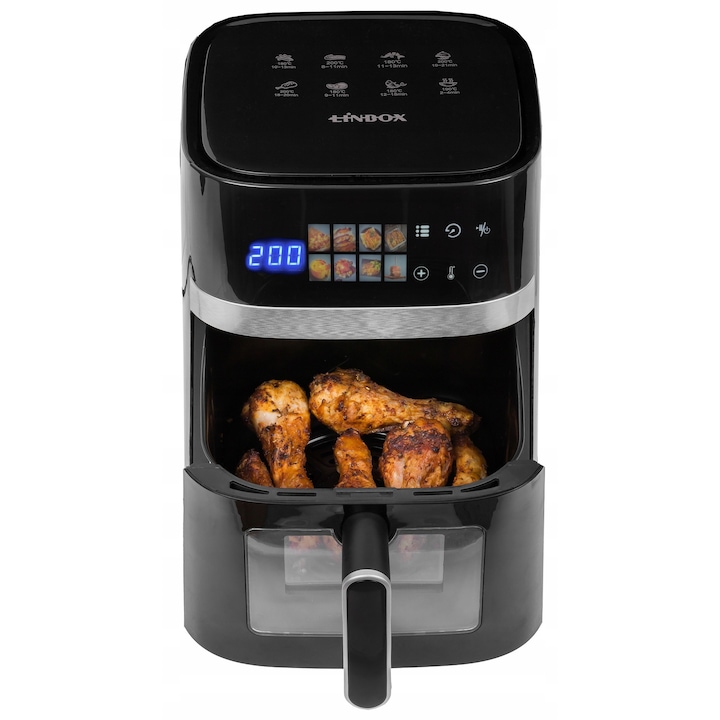 Friteuza cu aer cald Steelhome NDY-513R, 1900W, 4,7L, neagra, 8 programe automate
