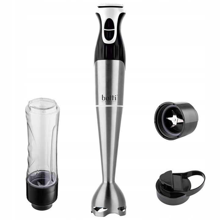 Blender Botti, 1200W, 10 viteze, functie Turbo, argintiu, 4 cutite din inox