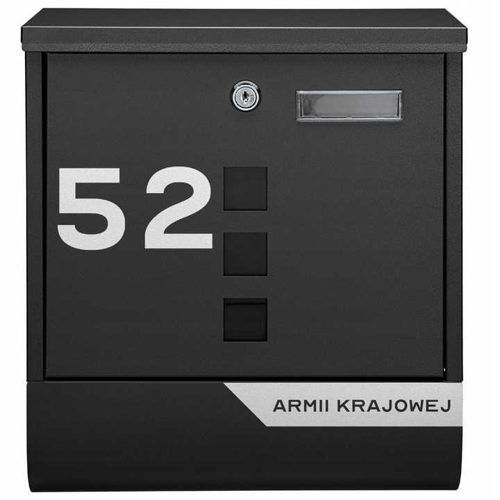 Cutie postala personalizata M-TEC Classic, 34x30x9,5cm, 3 vizorii, neagra