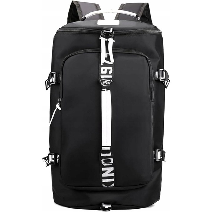 Rucsac K&M, 23x30x50cm, negru, material poliester, impermeabil, cu buzunar pentru laptop