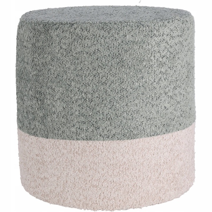 Puf rotund boucle, gri, 35x34cm, set de 2 bucati