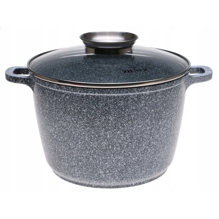 Oala adanca 28cm, capacitate 10l, aluminiu cu strat marmorat, inaltime 19,5cm