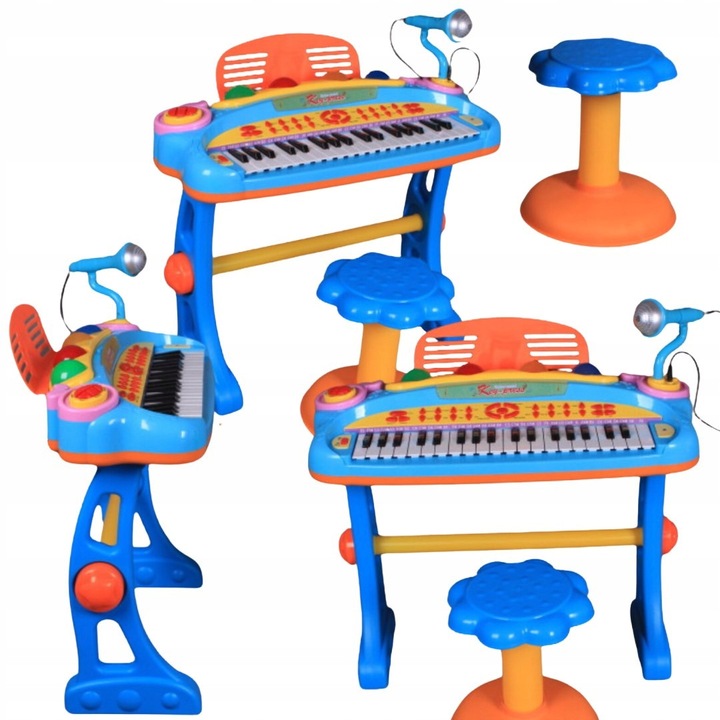 Pian electronic ProNice, set cu scaun si microfon, 37 clape, efecte luminoase, multicolor