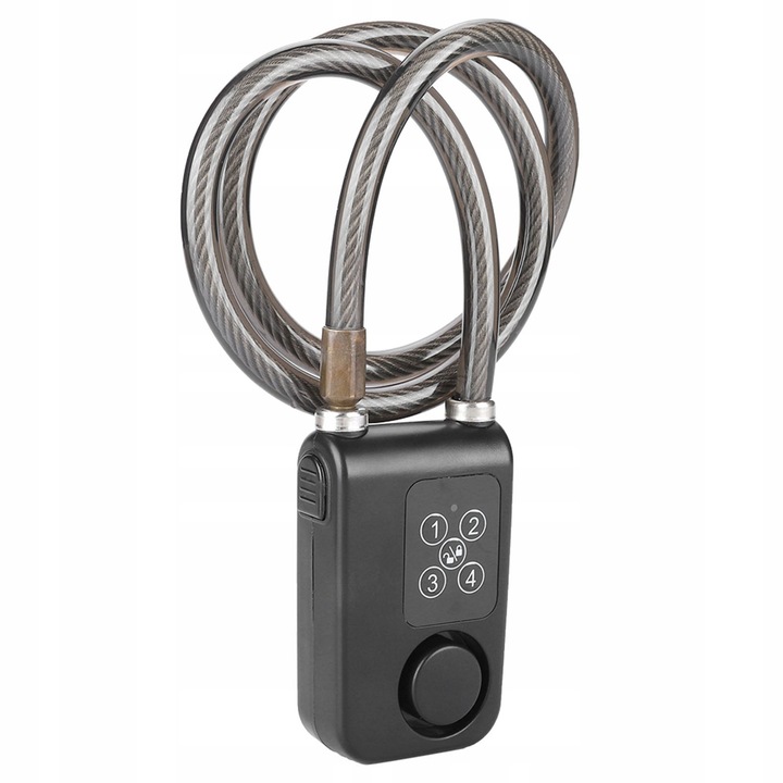 Blocare antifurt bicicleta cu alarma 110dB, neagra, 80cm, 10mm