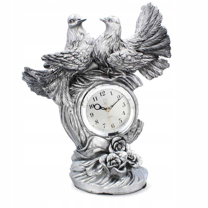 Dekoratív óra, Livello, kerámia, retro, ezüst, 32x26x15cm