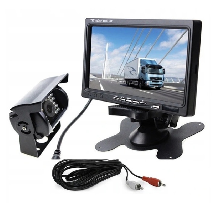 Set monitor 7'' cu camera de marsarier 18IR, Kopier, rezolutie 480x234, waterproof, 12/24V