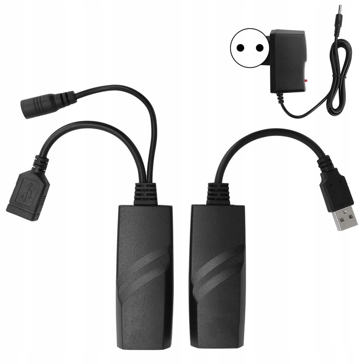 Prelungitor USB 2.0, 10cm, 100m, negru, set complet
