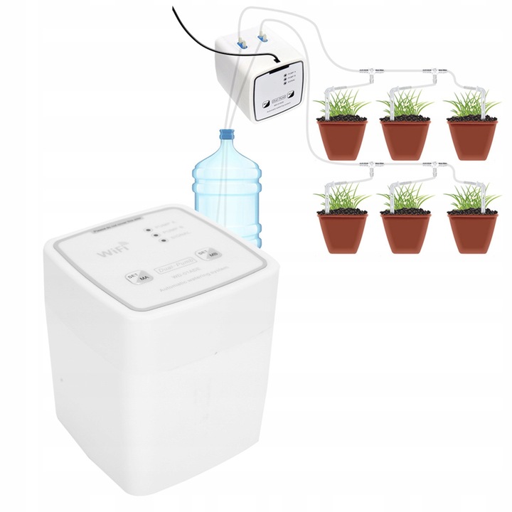 Set automat de irigare cu WiFi, programator, 20 picuratori, 15m furtun, 8,3x8,3x9,5cm