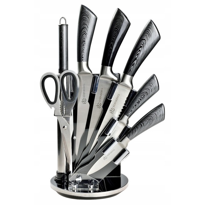 Set de cutite de bucatarie cu suport, 5 piese, inox, ergonomic